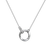 wholesale S925 Sterling Silver Micro-Inlaid Zircon Circle Collarbone Necklace, Fashion Commuting Minimalist Niche Design High-End Feel-Platinum 925 silver