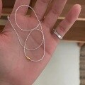 wholesale S925 Sterling Silver Ultra-Thin Minimalist Versatile Plain Chain Olive Bead Collarbone Necklace with an Aloof and Layered Style-0-4
