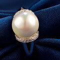 wholesale S925 Silver Freshwater Pearl Fringe Adjustable Ring, Korean and Japanese Style-0-1