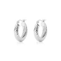wholesale S925 Sterling Silver Women's Earrings With Circle, Thread, And Twist Design, Retro Style-E3094-Electric Silver 925 Silver