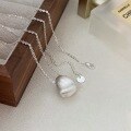 wholesale S925 Sterling Silver Oval Brushed Pendant Necklace Women Korean Version New Small Luxury Versatile Choker-0-4