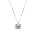 wholesale S925 Silver Minimalist Versatile Four-Prong Pendant Necklace, Non-Tarnishing Women's High-End Moissanite Necklace with Trendy Elegance-0-5