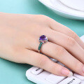 wholesale S925 sterling silver thorn bud design love-shaped gemstone ring with natural amethyst-0-2