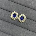 Metal, Lab-Grown Sapphire 2025 Fall/Winter Necklace and Earring Set-0-0