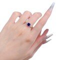 wholesale S925 Sterling Silver Simulated Sapphire 6*6mm Fat Square Blue Corundum Fashion Versatile Ring-0-4