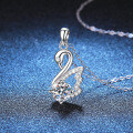 Sterling Silver 1-Carat Moissanite Swan Pendant Necklace, Cross-Border Wholesale-0-1