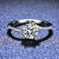 925 Silver Moissanite Ring Six-Prong Shiny Diamond Ins Style Tail Ring-0-0