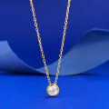 wholesale S925 Gold-Plated Classic Round Diamond-Embedded 50 White Zircon Necklace, Fashion Versatile Style-0-0