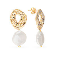 wholesale S925 Sterling Silver Baroque Pearl Earrings with Crinkle Texture, Luxurious and Elegant High-End Earrings-White 925 silver