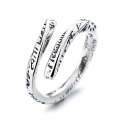 wholesale S925 Sterling Silver Unisex English Graffiti Adjustable Open Ring Trendy Cool Index Finger Ring High-End-0-4