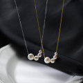 wholesale S925 Sterling Silver Four Synthetic Pearls Necklace with Elegant Design Collarbone Chain Y00137-0-0