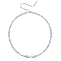 wholesale 18k Gold Plated Sterling Silver Full Body Icy White Moissanite Necklace for TikTok Cross-Border Jewelry Trade-Platinum (35+10cm)  1.2ct
