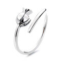 wholesale S925 sterling silver Korean-style minimalist romantic tulip open ring, ins small fresh versatile index finger ring for women-0-4