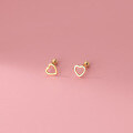 wholesale S925 silver stud earrings, Korean-style minimalist threaded hollow heart earrings for women G9970-0-3