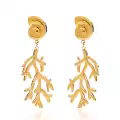 wholesale 18K Gold Stainless Steel Ocean Style Ribbed Shell Hammered Coral Drop Earrings-0-4