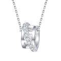 wholesale Sterling Silver S925 Women's Necklace with Multi-Layered Hoop Pendant, European and American Fashion Design Wholesale-0-0