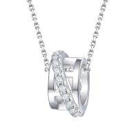 wholesale Sterling Silver S925 Women's Necklace with Multi-Layered Hoop Pendant, European and American Fashion Design Wholesale-Platinum 925 silver
