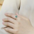 wholesale S925 Sterling Silver New European and American Light Luxury Cultivated Emerald Ring for Women, Set with Colored Gemstones, Wholesale from Manufacturers-0-4