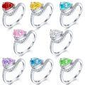 wholesale 925 Sterling Silver 15ct Flame Ice Flower Cut Teardrop Ring with High-Grade Sensibility, 6*9 Teardrop Colored Gemstone and High-Carbon Diamond Women's Ring-0-4