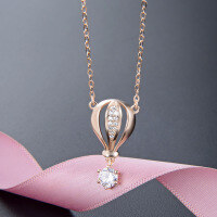 wholesale S925 Silver Plated Korean Style Diamond Zircon Necklace for Women, Fashionable and Creative Collarbone Chain Accessory Wholesale-002363-Rose Gold 925 Silver