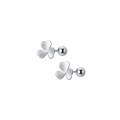 wholesale S925 Sterling Silver Ear Studs for Women, Korean-style Small Fresh and Sweet Trefoil Flower with Matte Spiral Beads Ear Accessories G8370-0-4