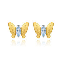 wholesale 925 Sterling Silver Designer Natural Gemstone Butterfly Earrings with Genuine Amethyst Inlay-Sky Blue Topaz Stud Earrings