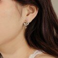 wholesale S925 Sterling Silver Korean Hit Exquisite Star and Moon Hollow-Out Zircon Inlaid Design Earrings for Women with a Luxurious Feel-0-2