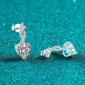 S925 Sterling Silver Moissanite Heart Earrings-0-1