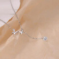 wholesale 925 Sterling Silver Butterfly Tassel Necklace for Women, Light Luxury Small Design, New Ins Minimalist Style Necklace-0-2