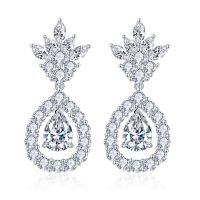 wholesale 18k gold-plated S925 silver 5*7mm pear-shaped full moissanite women's earrings, new AliExpress best-selling-Total 4.34CT>925 silver