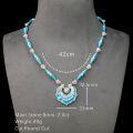 wholesale 925 Silver Gold Plated Necklace with High Carbon Diamond, Round Blue Turquoise, Geometric, Exquisite, Luxurious Jewelry, Versatile Accessory for Women-0-1