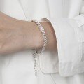 wholesale S925 Sterling Silver Korean Version Ins Niche Design Retro Vintage Side Chain Textured Bracelet for Women-0-5