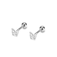 wholesale 925 Sterling Silver Hollow Mini Butterfly Studs Earrings for Women-S925 White Gold