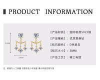 S925 Sterling Silver D Color Moissanite Fringe Earrings for Women-Teardrop Tassel Earrings [K Gold]  925 Silver