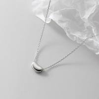 wholesale Metal Material S925 Sterling Silver Simple Smooth Silver Bean Necklace Korean Version Small Fresh Autumn Sweet Collarbone Chain D8970-S925 silver necklace rose gold 925 silver