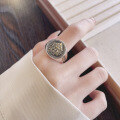 wholesale S925 silver retro antique "Daily Riches" yellow wealth deity Chinese-style bold men's open ring-0-0