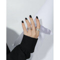 wholesale S925 Sterling Silver Korean Version Ins Minimalist Design Geometric Circle Texture Adjustable Open Ring for Women-0-3