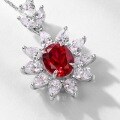 wholesale S925 Sterling Silver Live Hot Harvest Cultured Ruby Pendant Collarbone Chain Fashion High-End Snowflake Necklace Cultured Colored Gemstone-0-2