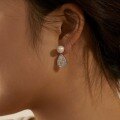 wholesale S925 Sterling Silver Cross-Border Europe and US Women's Earrings, Exquisite High-End Pear-Shaped Pearl Drop Design, Personalized Fashion Earrings-0-3