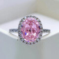 wholesale S925 metal oval 8*10 high carbon diamond ring in pink, new style,-0-0