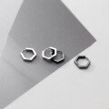 wholesale S925 Sterling Silver Hexagonal Ear Clasp Earrings for Women, Korean Style Fashion Geometric Minimalist Polygon Ear Hoop G9927-0-0
