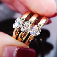 wholesale S925 Sterling Silver Red Elk Heart-shaped Women's Ring Original Versatile MinimalistINS Style Light Luxury Elegant Lady-BZ0080-Gold US Size 8