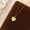 wholesale S925 Sterling Silver Women's Love Heart Texture Necklace With Micro Inlaid Zirconia-0-4