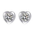 wholesale 925 Sterling Silver Moissanite Heart Stud Earrings for Women, Floral Heart Shape Earrings, Gift for Girlfriend or Best Friend-0-4