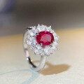 wholesale S925 Sterling Silver New Red Ruby Ring for Women High Carbon Diamond Zircon Ring Wholesale-0-1