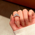 S925 Silver Victorian Crown French Pavé Moissanite Diamond Ring-0-0