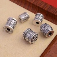 wholesale 999 Sterling Silver Beaded Brimming Wealth Engraved Spacer Bead Bracelet Handmade DIY Crystal Bracelet Scholarly Play Accessory-Type C one