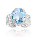 wholesale S925 Sterling Silver Design-Sense Luxury Ring with Natural Topaz Gemstone, High-End Jewelry Featuring Natural Gemstone-0-0