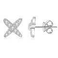 S925 Silver Full-Cut Moissanite X-Cross Minimalist Korean Style Stud Earrings Wholesale-0-3