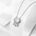 wholesale S925 Sterling Silver Small Niche Designer Luxury Pendant White Agate Peace Lock Necklace Women's Longevity Lock Collarbone Chain Wholesale-0-0